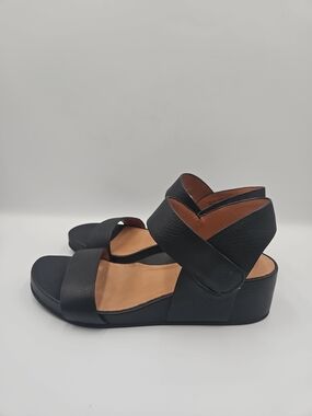 gentle souls Black Leather Crisscross Ankle Sandals